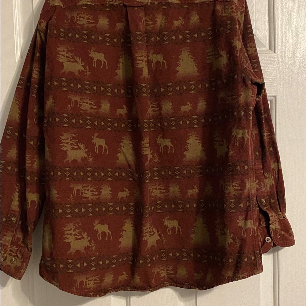 Cabela's Burgundy and Tan Patterned Shirt , thicker fabric - Picture 3 of 7